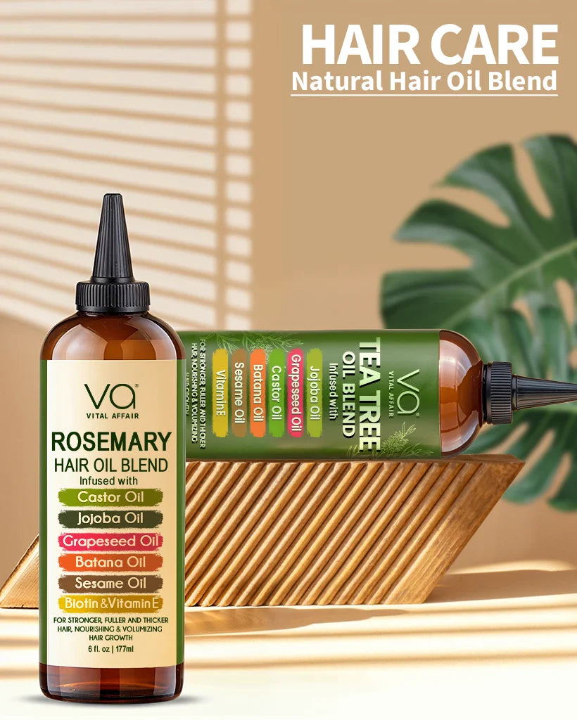 hair oil bottle on product stands from vital affair