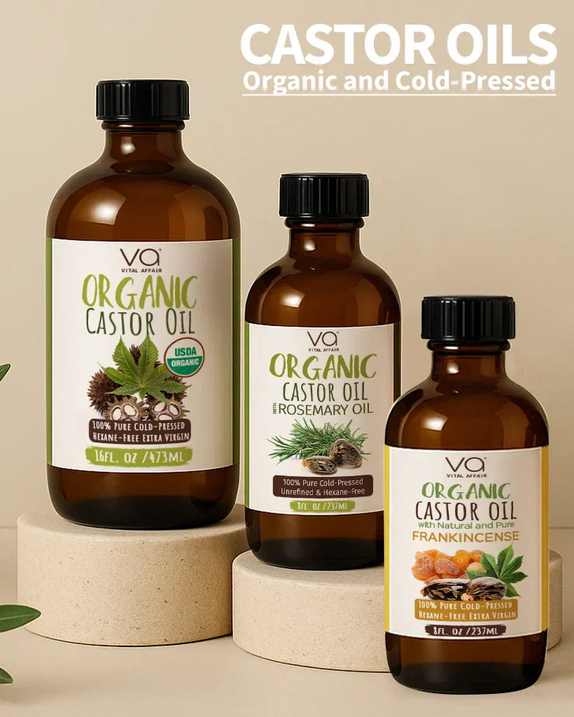 3 bottles of Vital affair organic castor oil