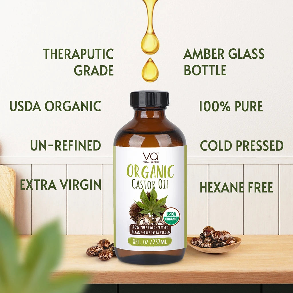 Vital Affair Organic Castor Oil Cold Pressed label 8 oz