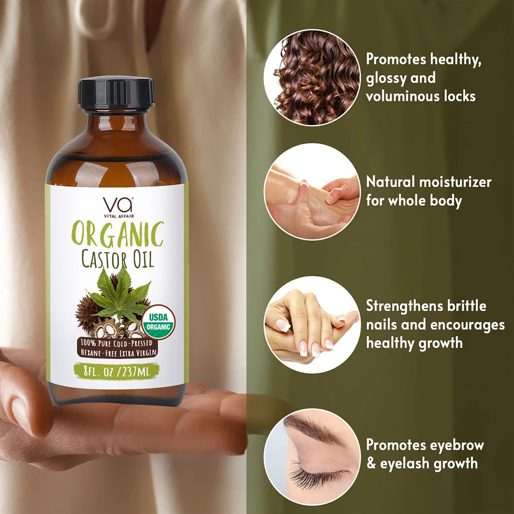Vital Affair Organic Castor Oil Cold Pressed label 8 oz