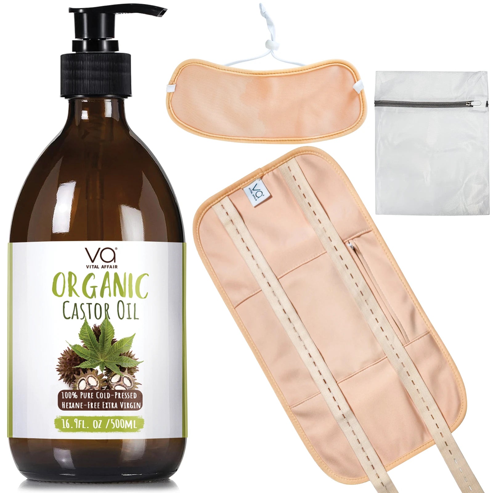 Vital Affar Organic Castor Oil with Wrap Pack Kit