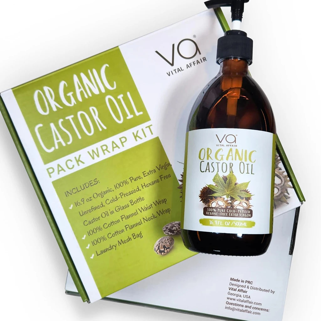 Vital Affair Organic Castor Oil with Wrap Pack Kit 4