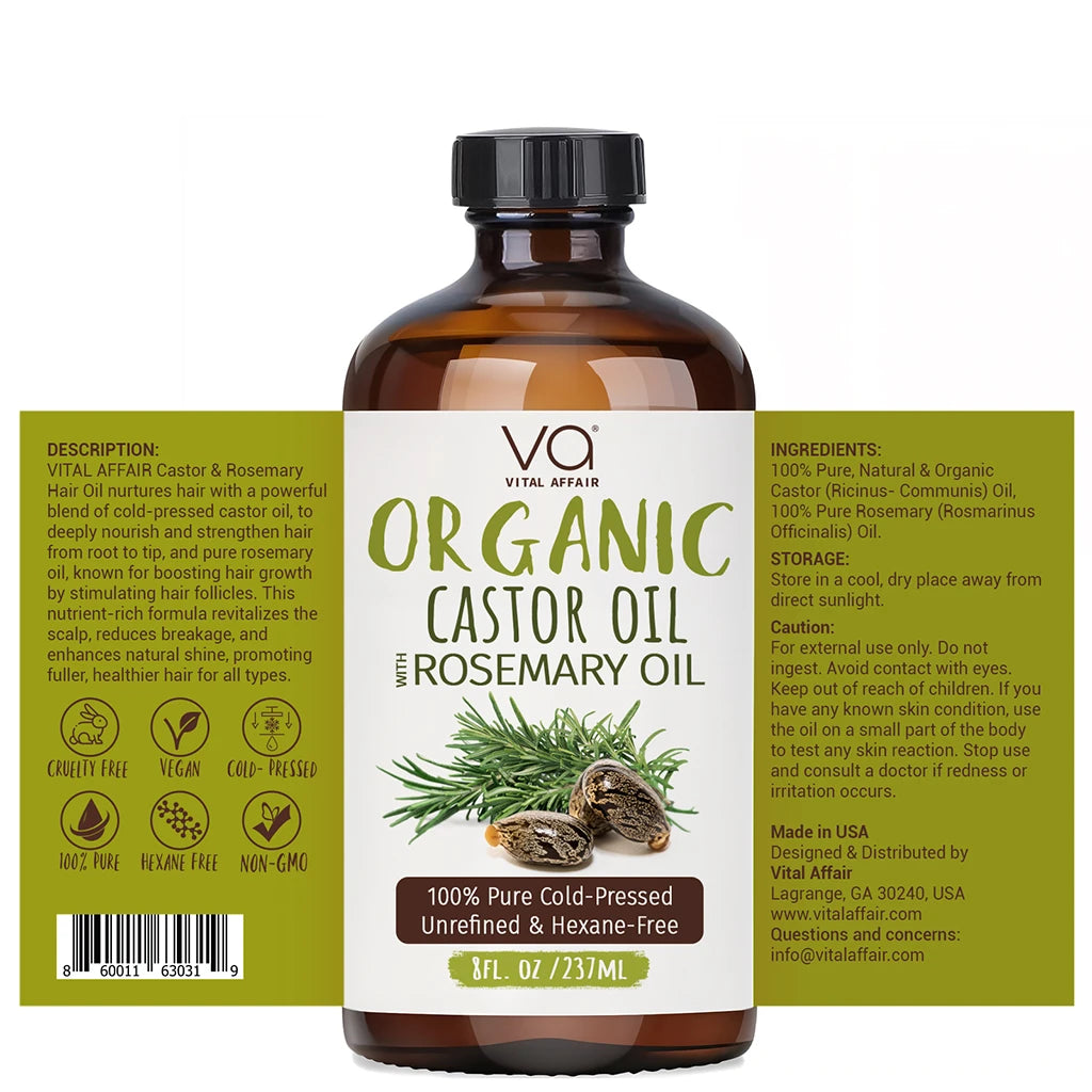Castor Oil with rosemary oil label