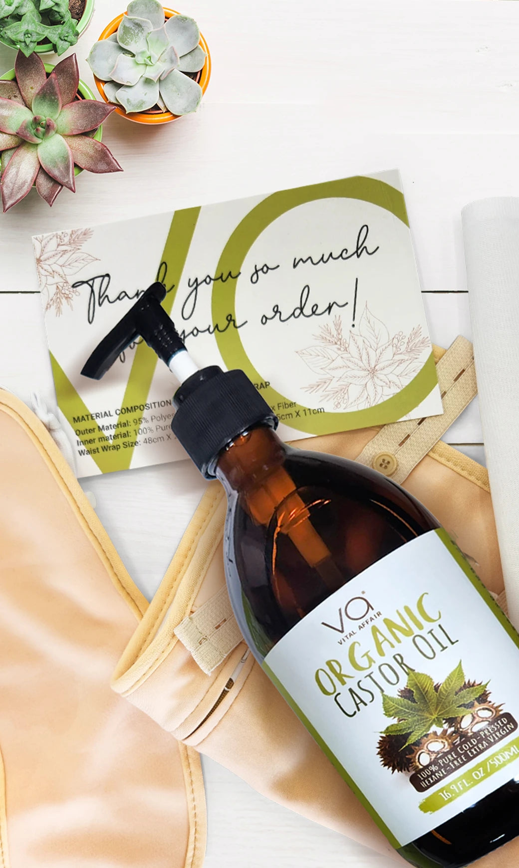 Organic castor oil wrap pack kit with all its components