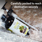 Vital Affair Organic Coconut Oil bottle with packaging on a cardboard surface, text 'Carefully packed to reach destination securely'.