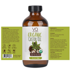 Bottle of Vital Affair Organic Castor Oil with label on a white background