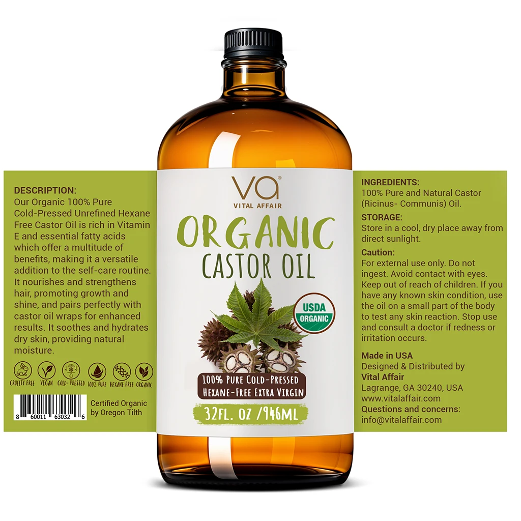 Castor Oil Organic Cold Pressed 32oz