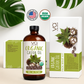 Organic castor oil with wrap pack and packaging with USDA Organic and Made in USA labels.