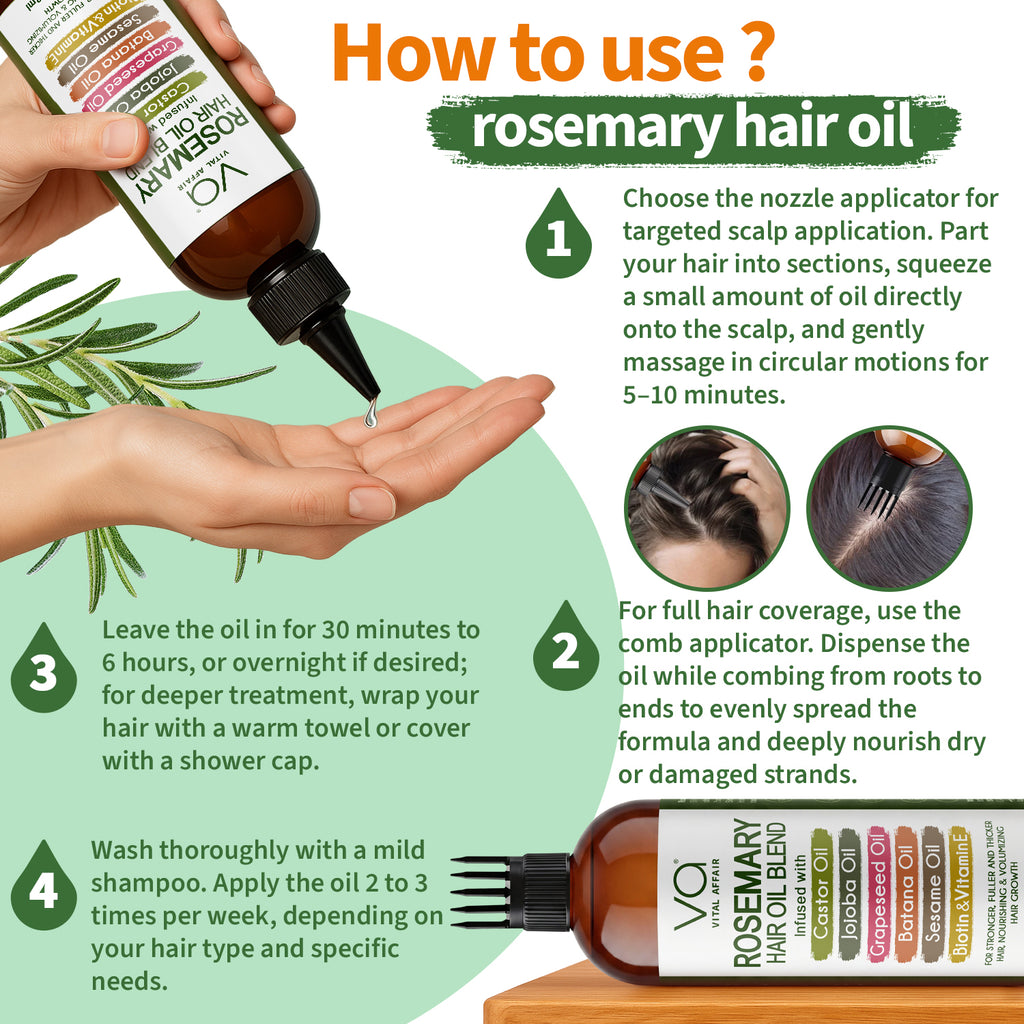 Rosemary Hair Oil for Hair & Scalp with Castor, Batana, Jojoba & Biotin – 16 oz