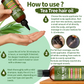 Tea Tree hair oil bottle with usage instructions on a green background
