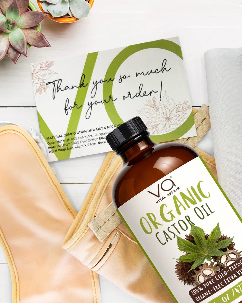 Organic castor oil wrap pack kit with all its components